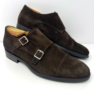 Suitsupply Brown Suede Double Monk Strap Oxfords